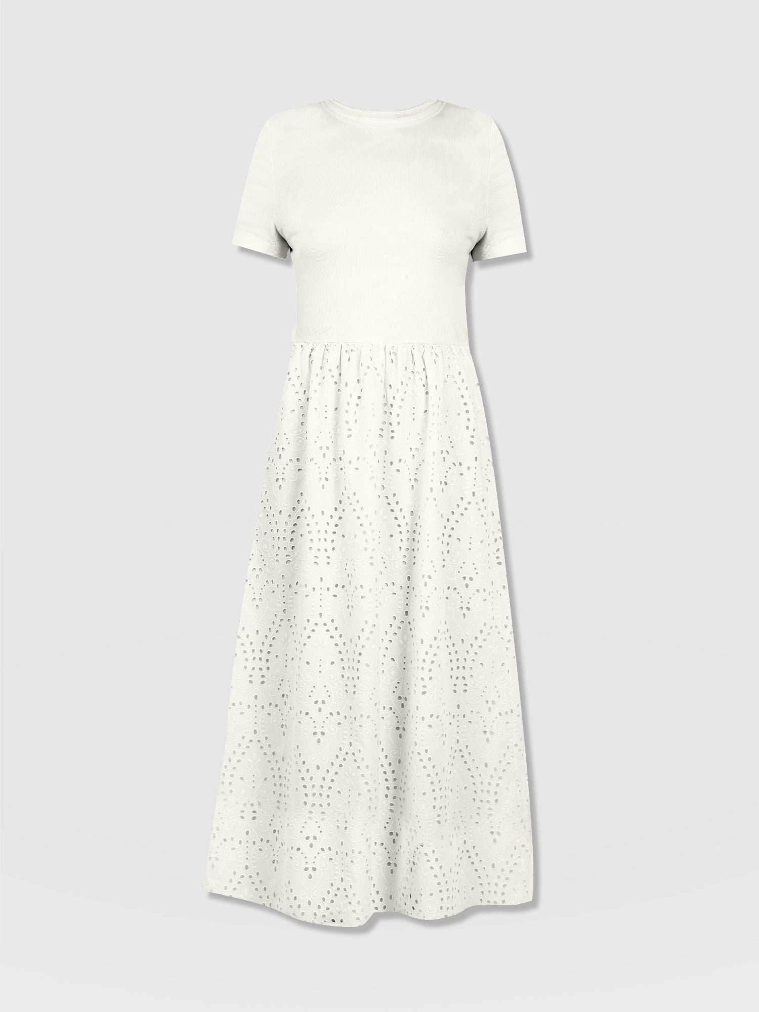 Sophia Contrast Dress - White Broderie - Women's Dresses | Saint + Sofia® UK