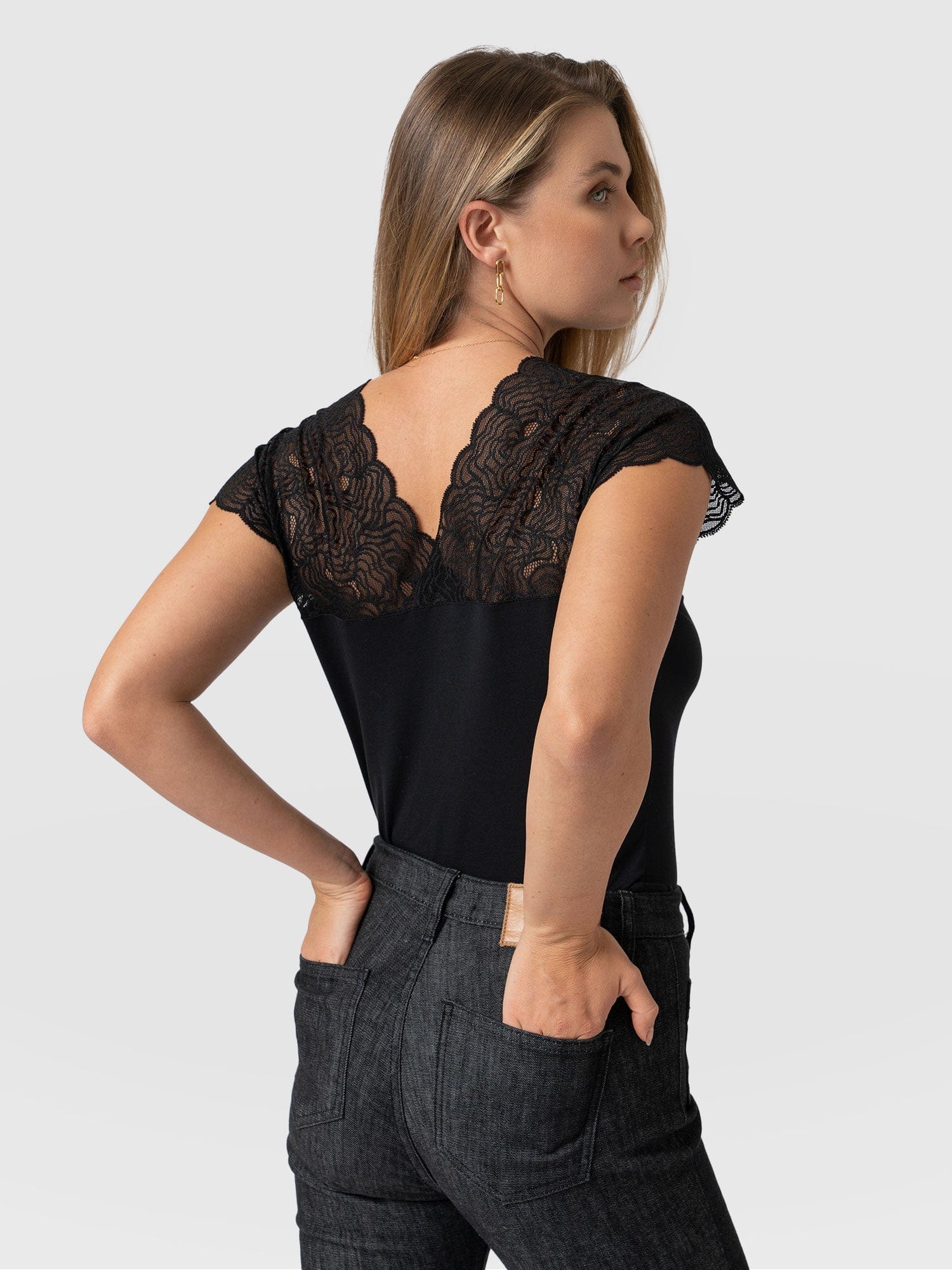 Black lace 2024 shirt womens