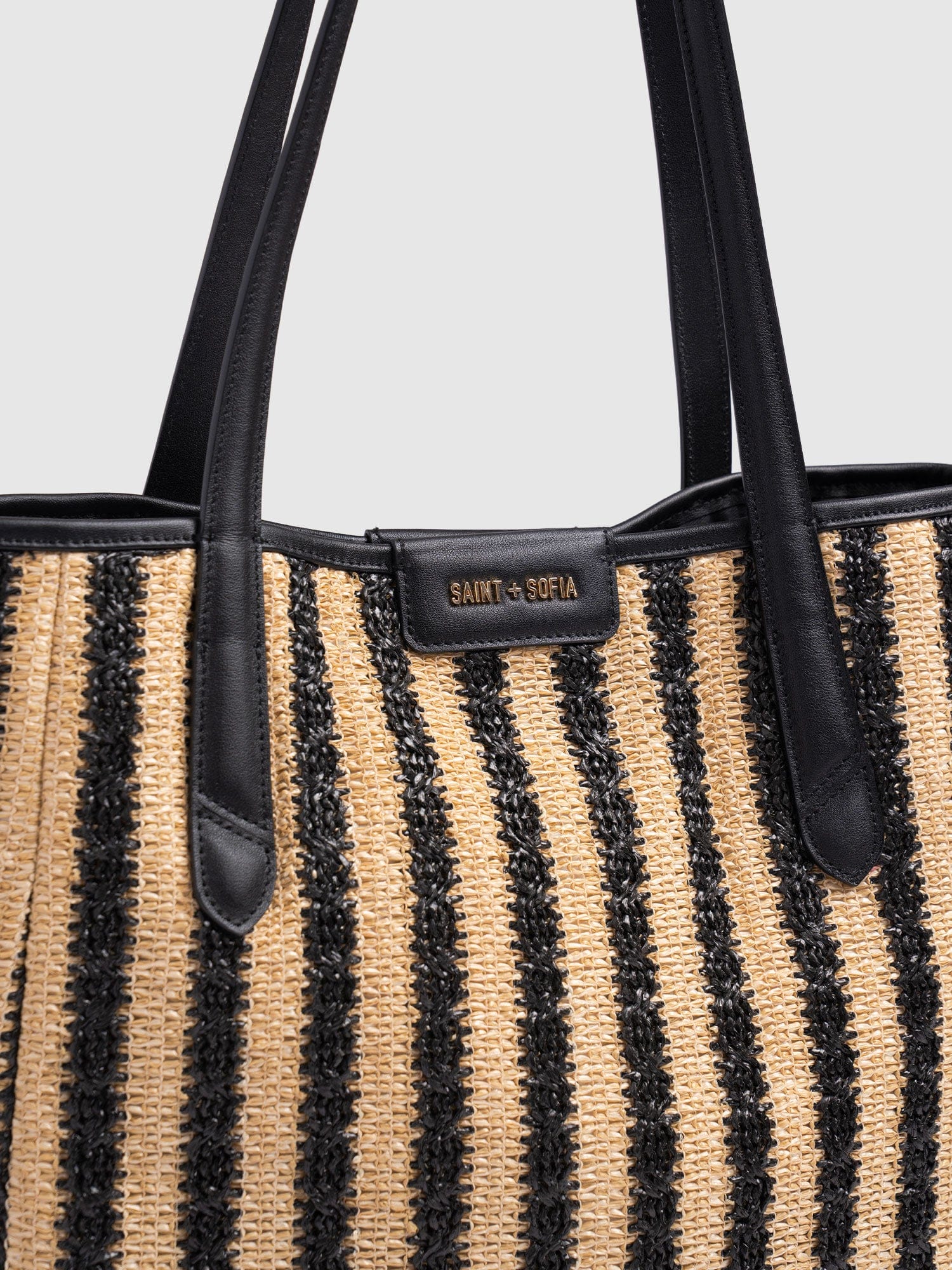 Stella Shopper Bag - Black Raffia - Women's Handbags | Saint + Sofia® UK