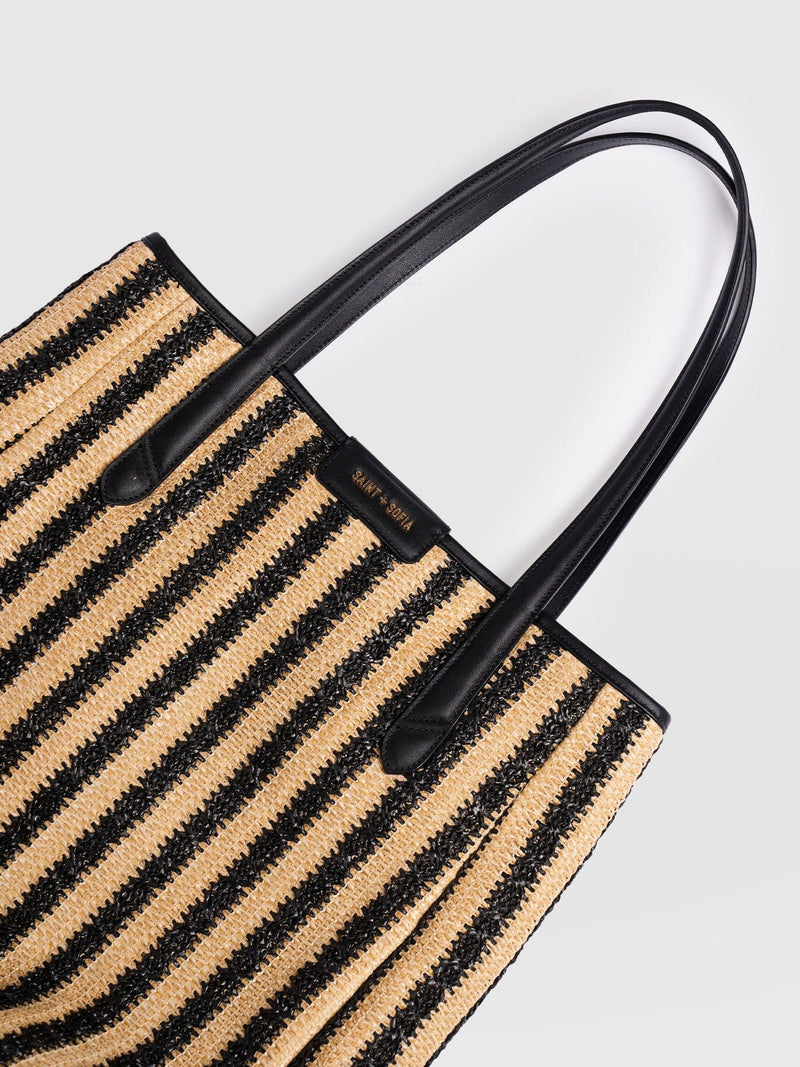 Stella Shopper Bag - Black Raffia - Women's Handbags | Saint + Sofia® UK