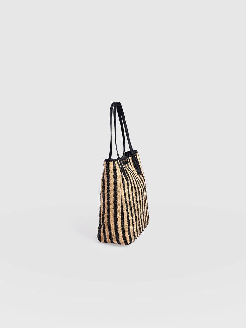 Stella Shopper Bag - Black Raffia - Women's Handbags | Saint + Sofia® UK