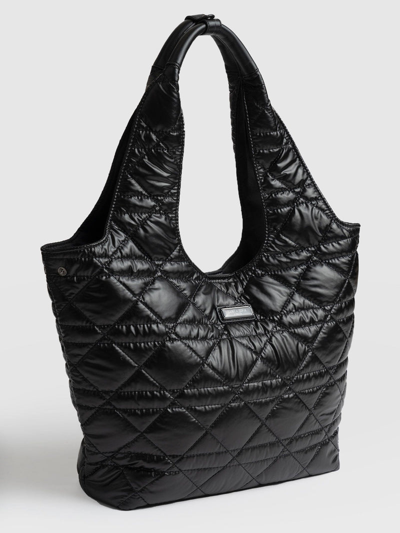 Stella Shoulder Tote Bag - Gloss Black