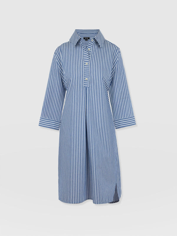 Stevie Shirt Dress - Blue Stripe