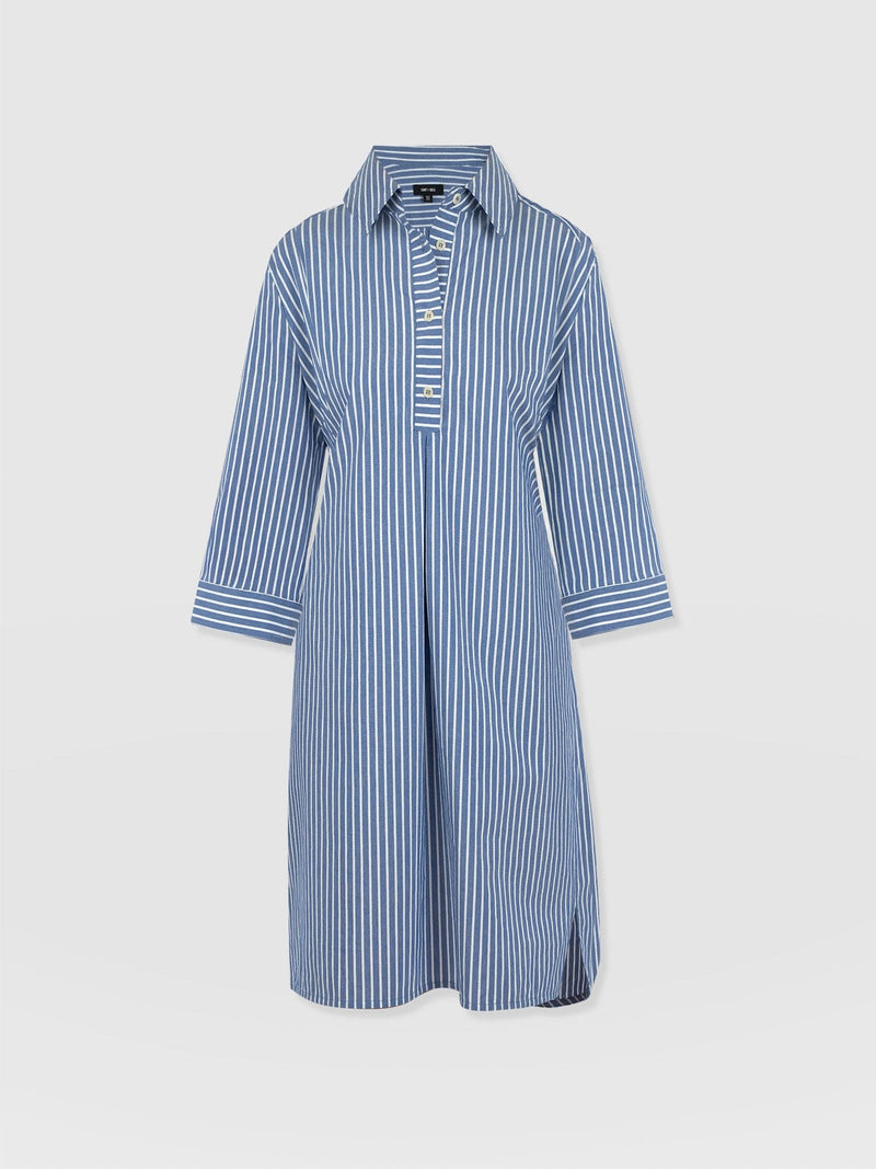Stevie Shirt Dress - Blue Stripe