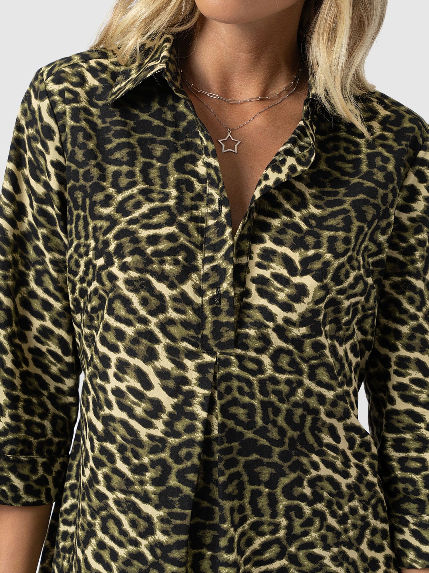 Stevie Shirt Dress - Green Leopard - Women's Dresses | Saint + Sofia® UK