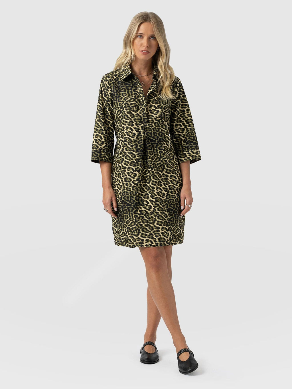 leopard print shirt dress uk Brown Leopard Print Mini Shirt Dress - 8
