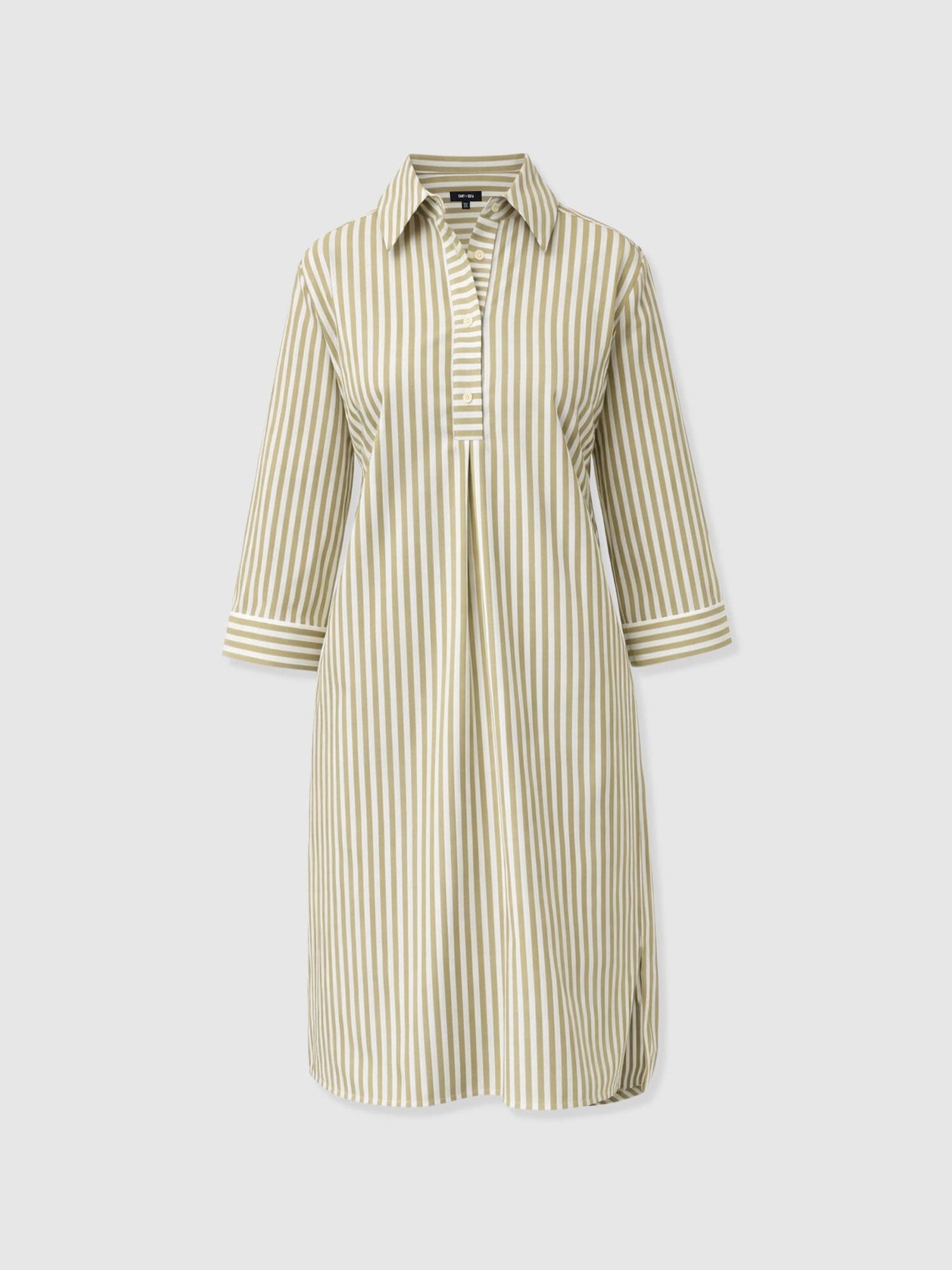 Stevie Shirt Dress - Green Stripe - Women's Dresses | Saint and Sofia® UK