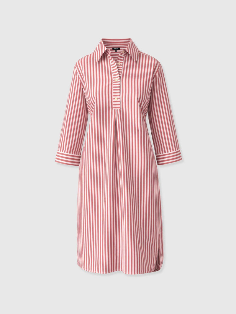 Stevie Shirt Dress - Red Stripe