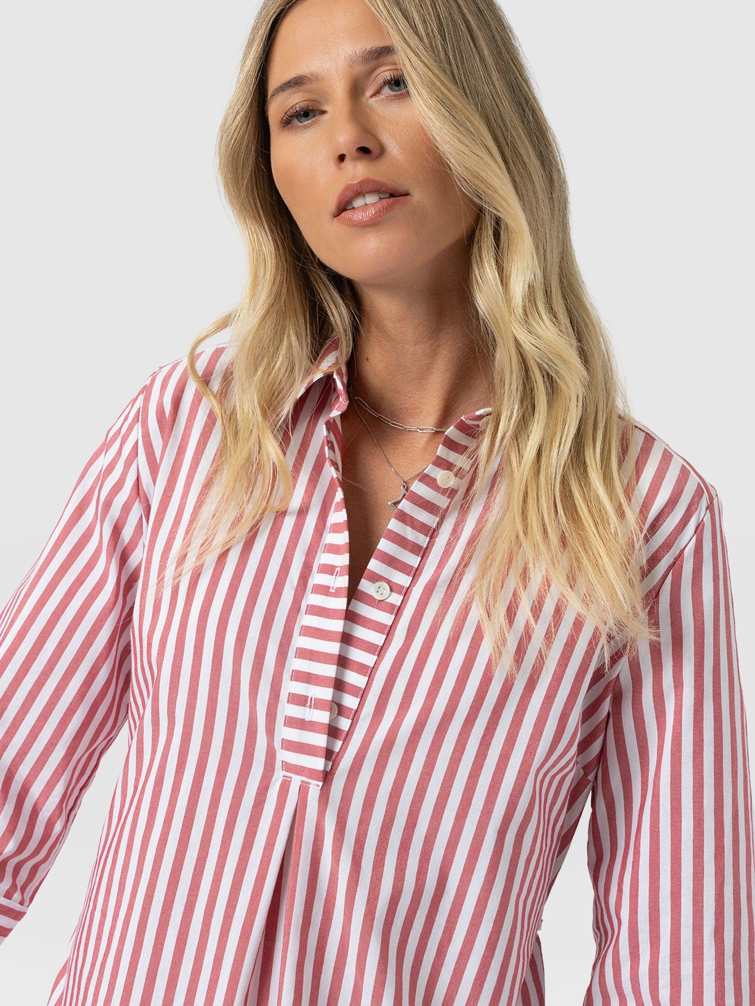 Stevie Shirt Dress - Red Stripe