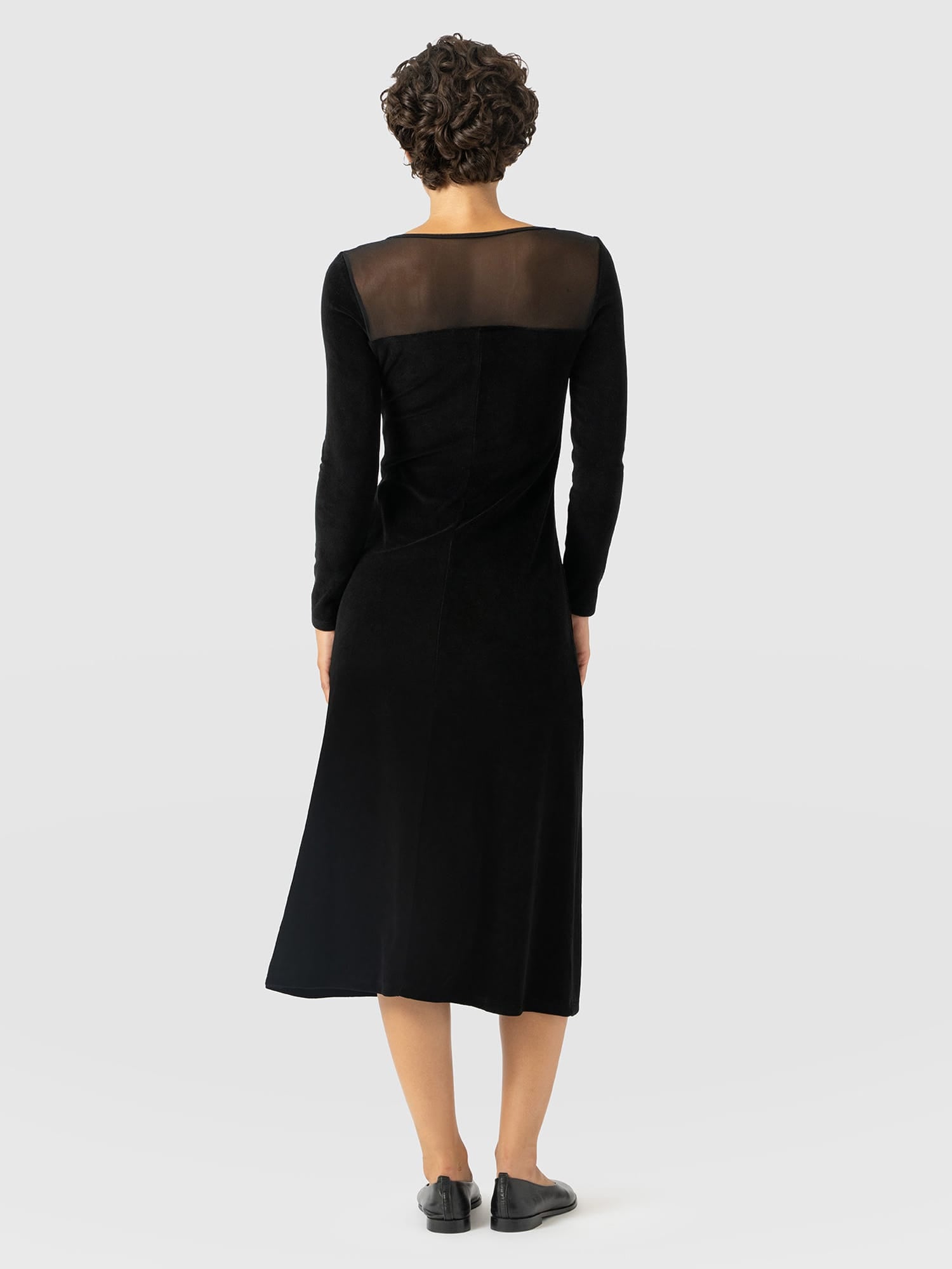 Storm Mesh Long Sleeve Dress - Black Velvet - Women's Dresses | Saint and Sofia® UK
