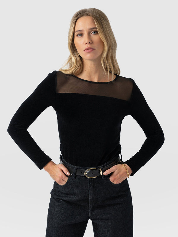 Storm Mesh Long Sleeve Tee - Black Velvet