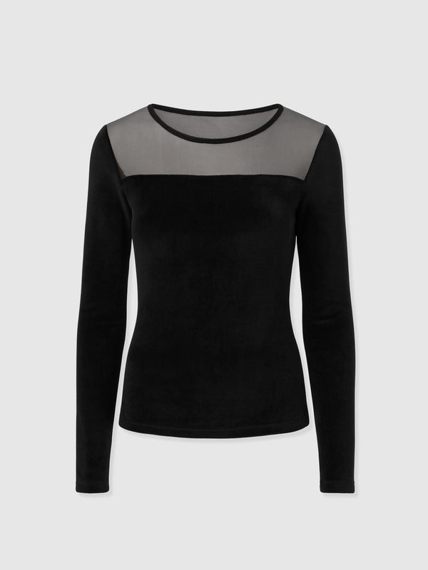 Storm Mesh Long Sleeve Tee - Black Velvet