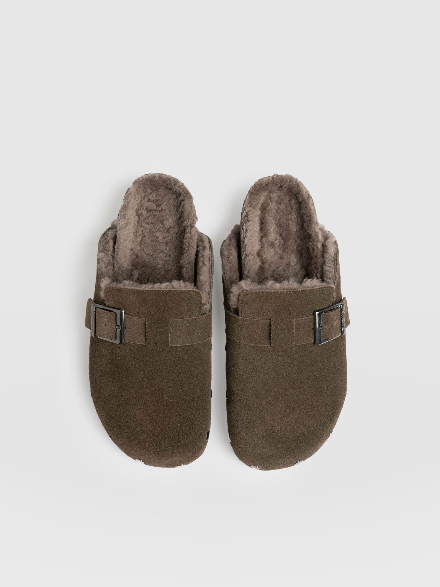 Studded Clogs - Khaki Shearling