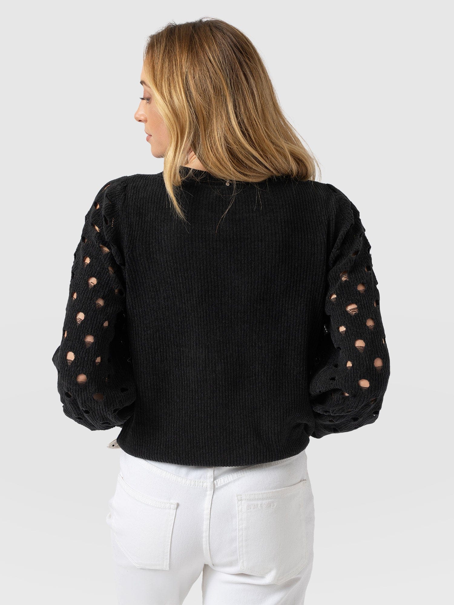 Suki Lace Hole Knit - Black