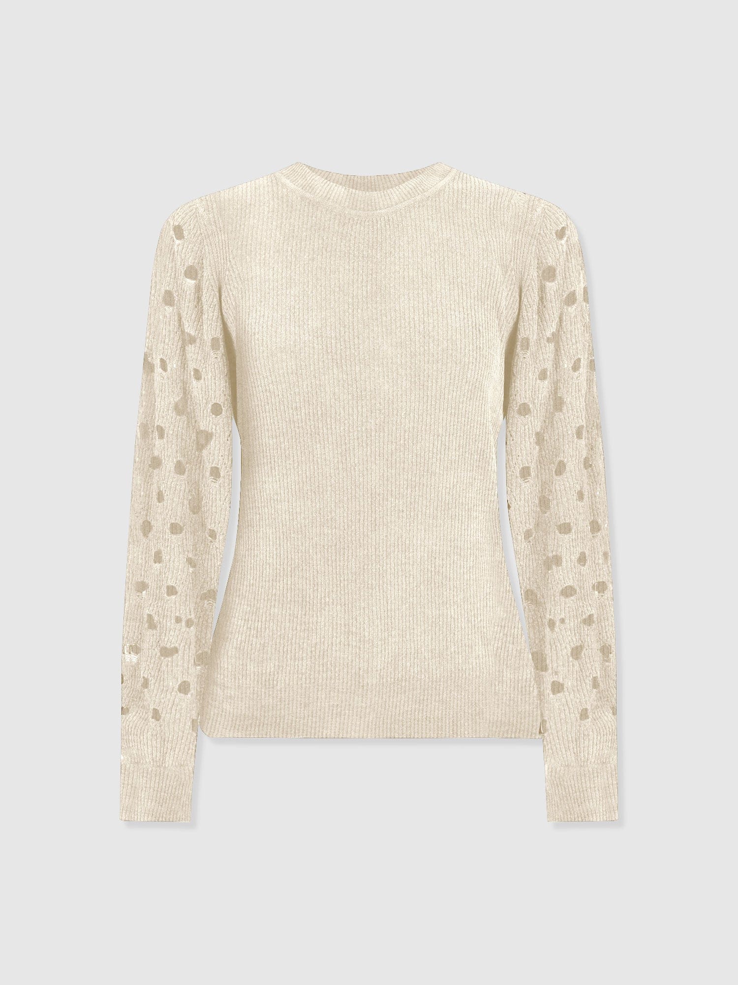 Suki Lace Hole Knit - Cream - Women's Jumpers | Saint and Sofia® UK