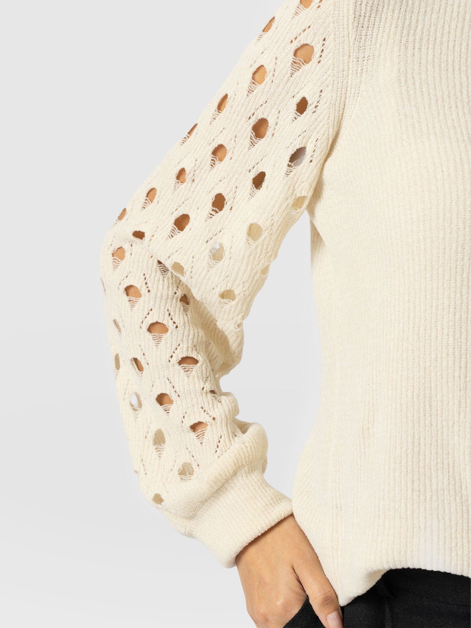 Suki Lace Hole Knit - Cream