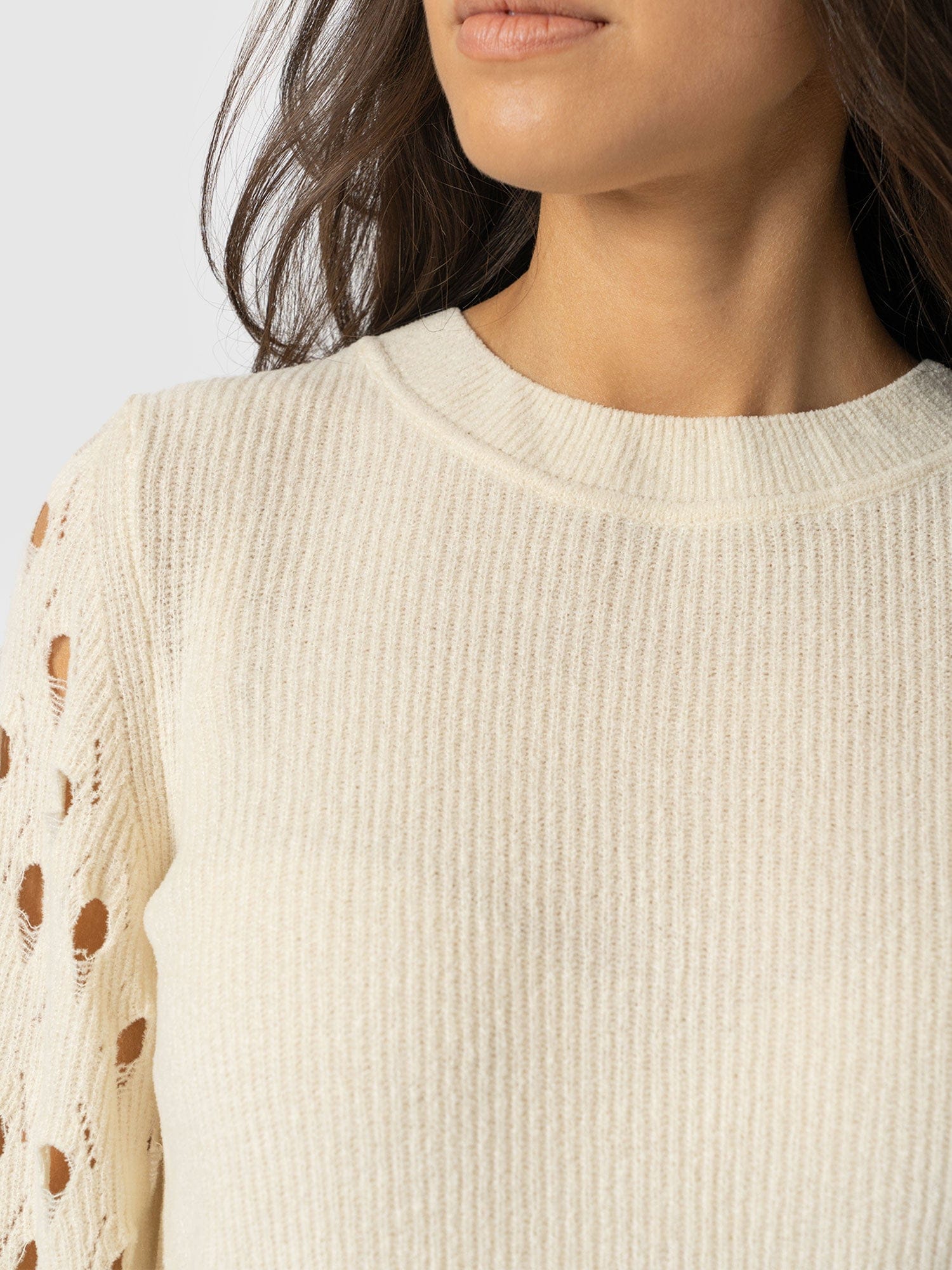 Suki Lace Hole Knit - Cream