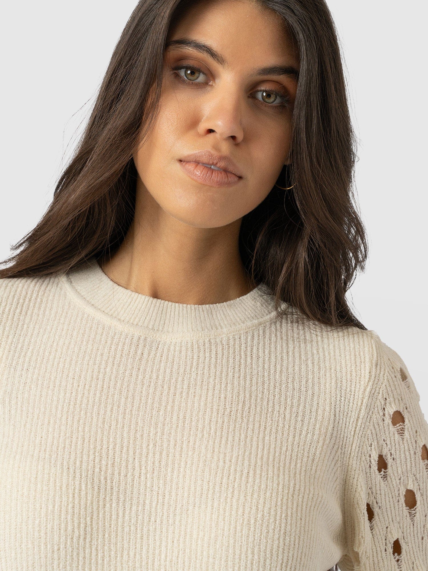 Suki Lace Hole Knit - Cream