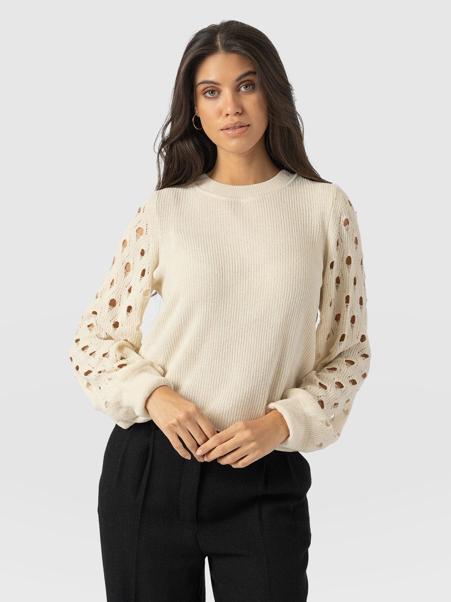Suki Lace Hole Knit - Cream