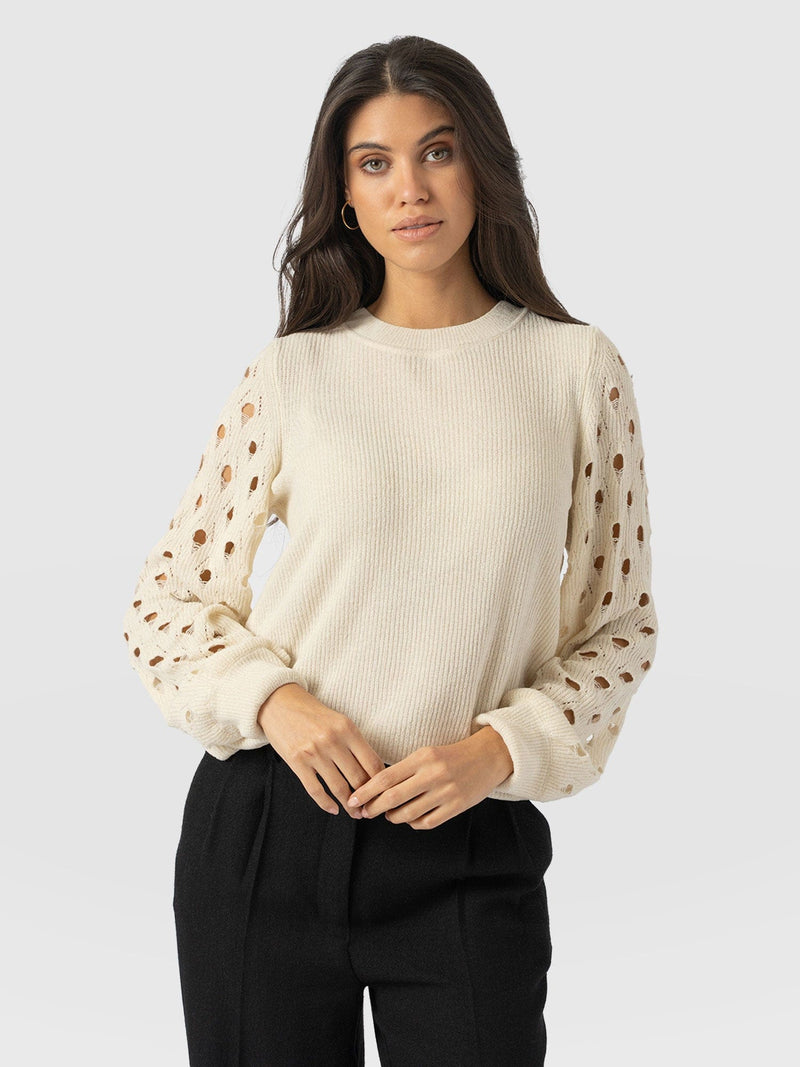 Suki Lace Hole Knit - Cream