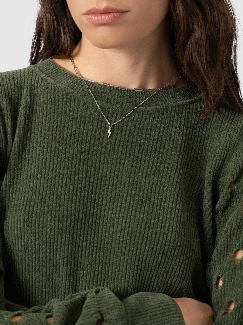 Suki Lace Hole Knit - Green