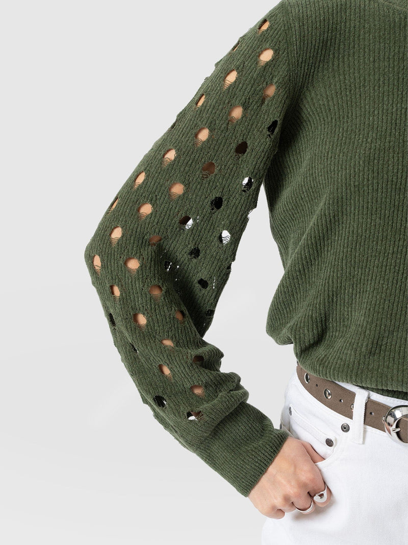 Suki Lace Hole Knit - Green