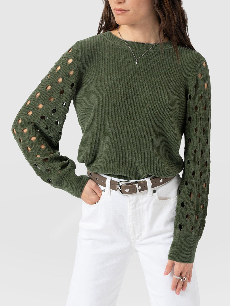 Suki Lace Hole Knit - Green