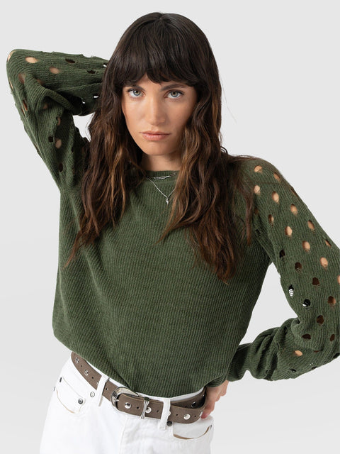 Suki Lace Hole Knit - Green