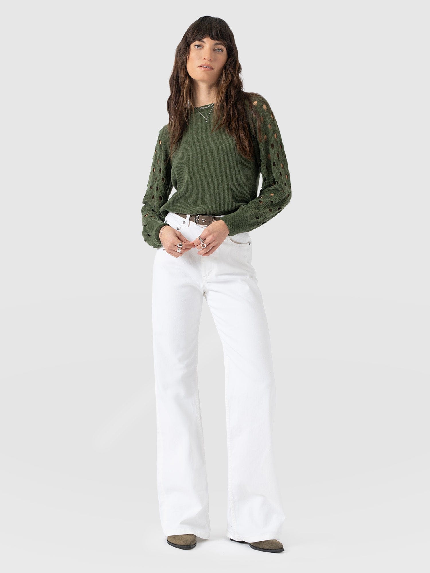 Suki Lace Hole Knit - Green