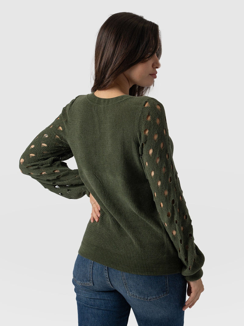 Suki Lace Hole Knit - Green