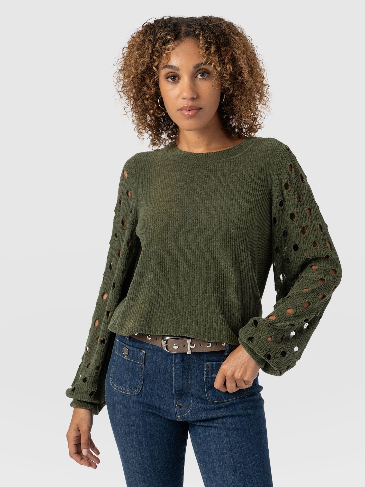 Suki Lace Hole Knit - Green