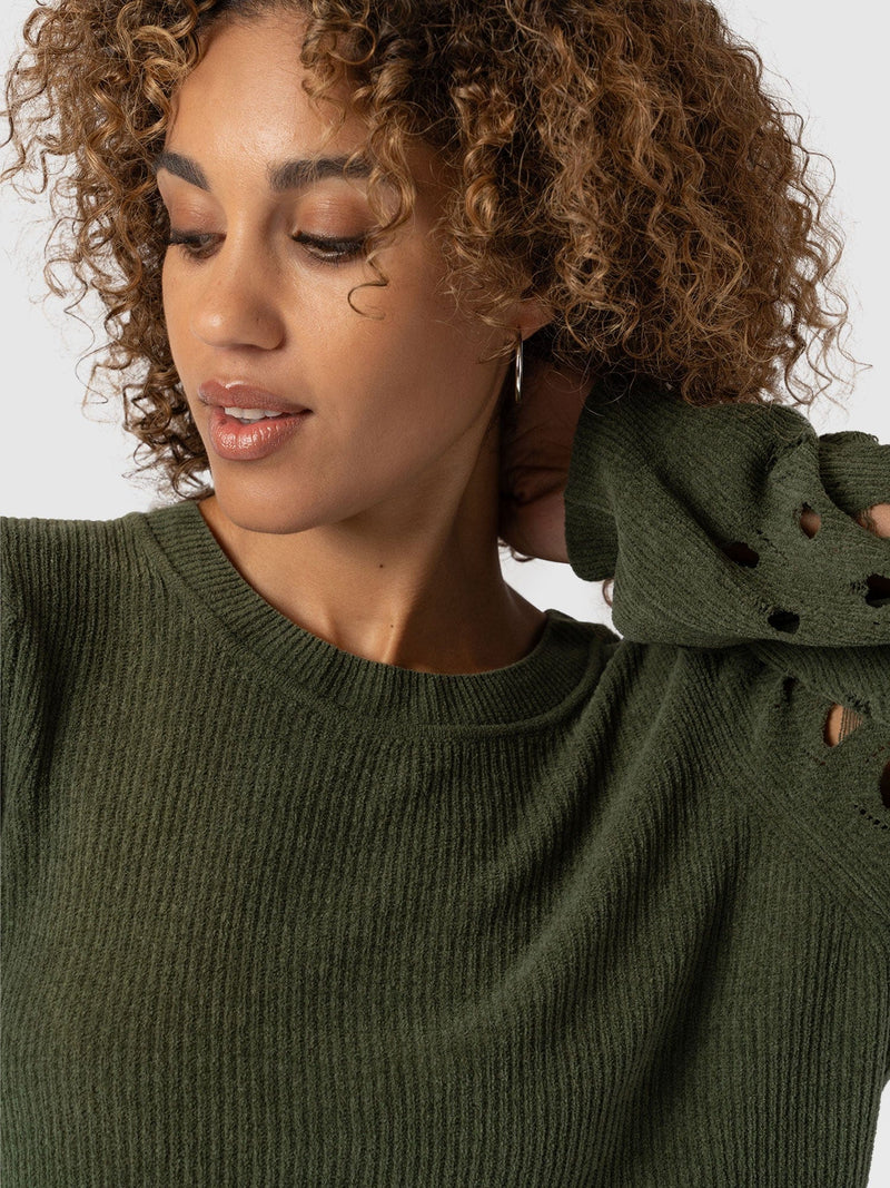 Suki Lace Hole Knit - Green