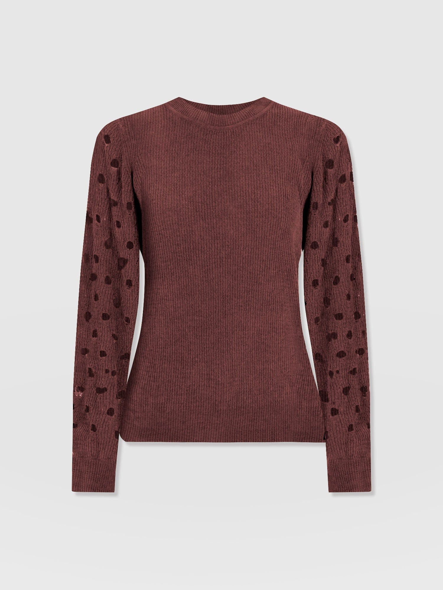 Suki Lace Hole Knit - Mauve - Women's Jumpers | Saint and Sofia® UK