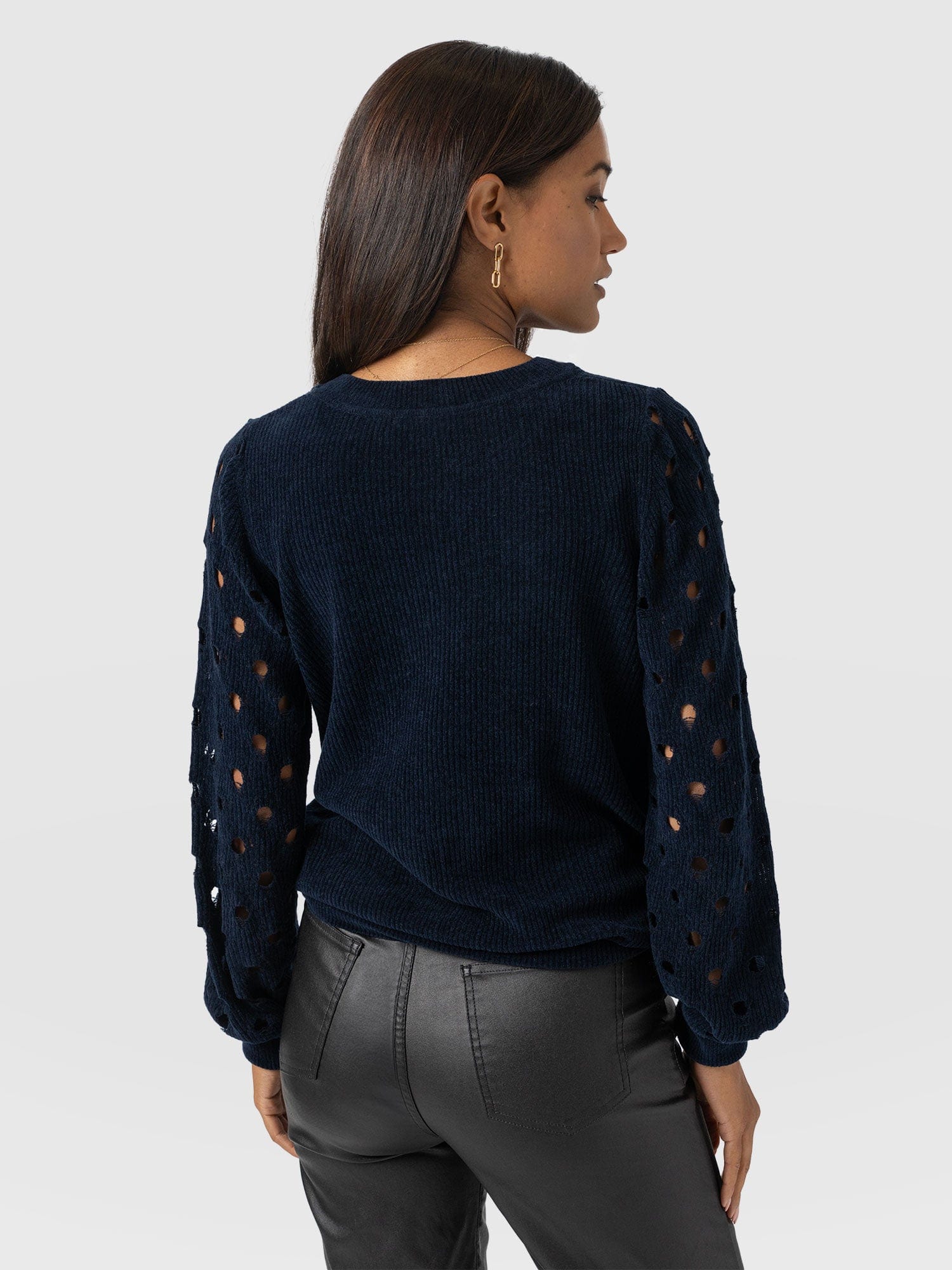 Suki Lace Hole Knit - Navy