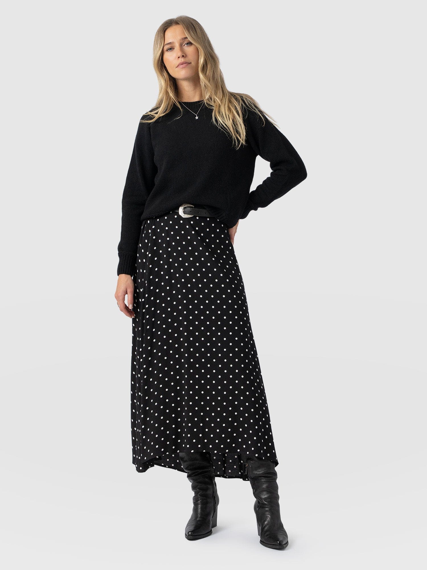 Sutton Skirt - Black Polka Dot