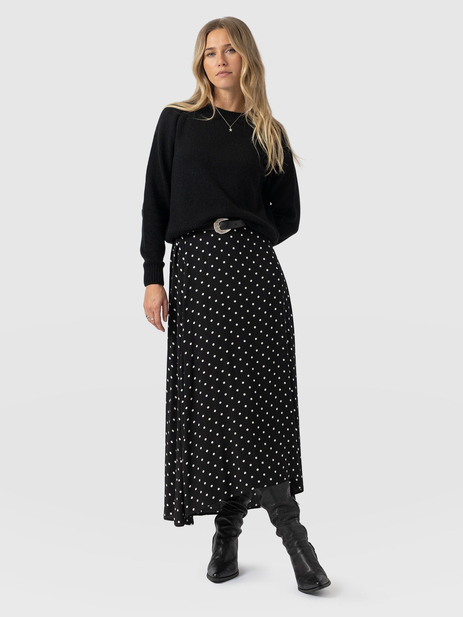 Sutton Skirt - Black Polka Dot