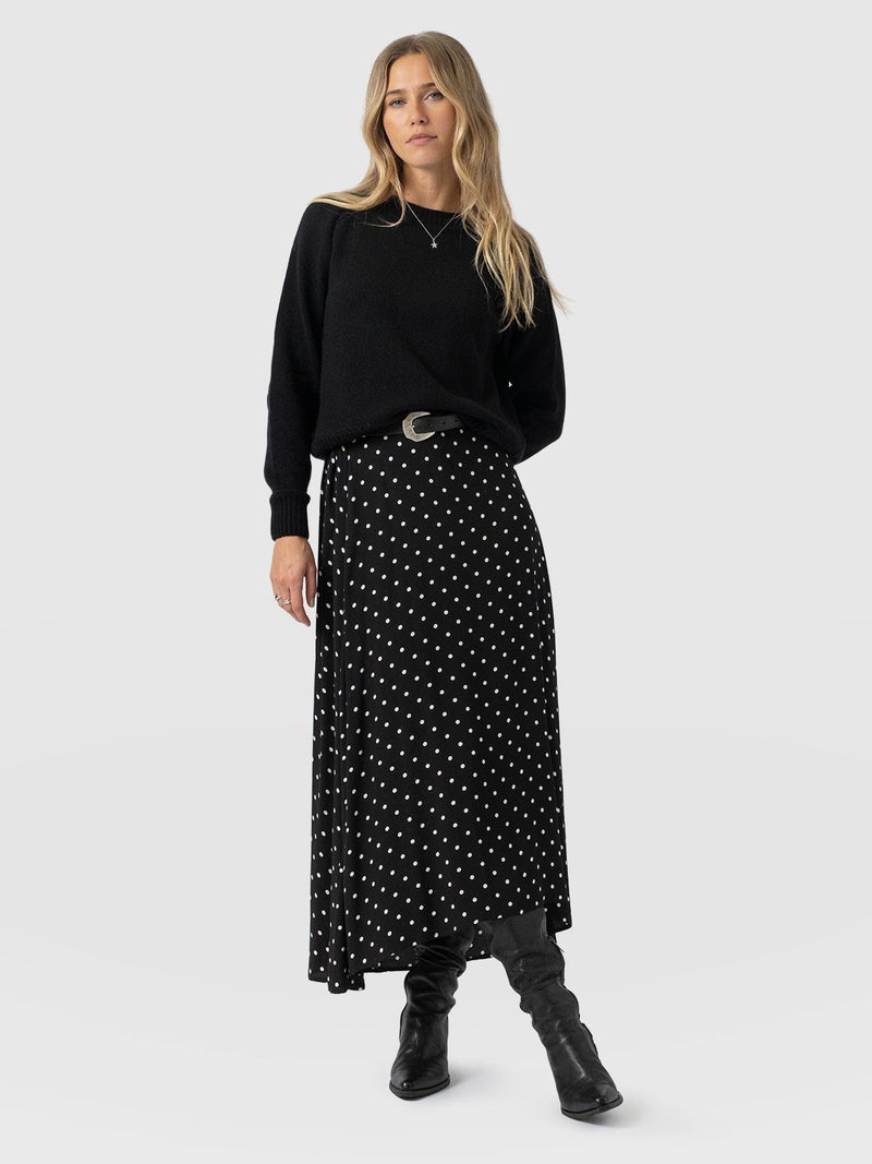 Sutton Skirt - Black Polka Dot
