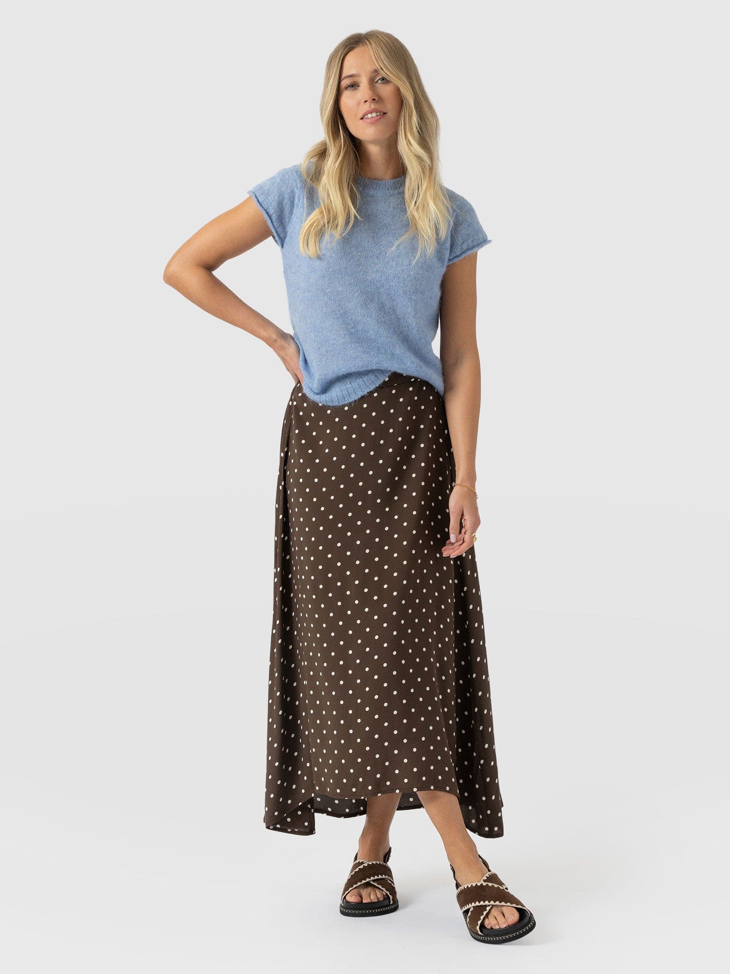 Sutton Skirt - Brown Polka Dot - Women's Skirts | Saint + Sofia® UK