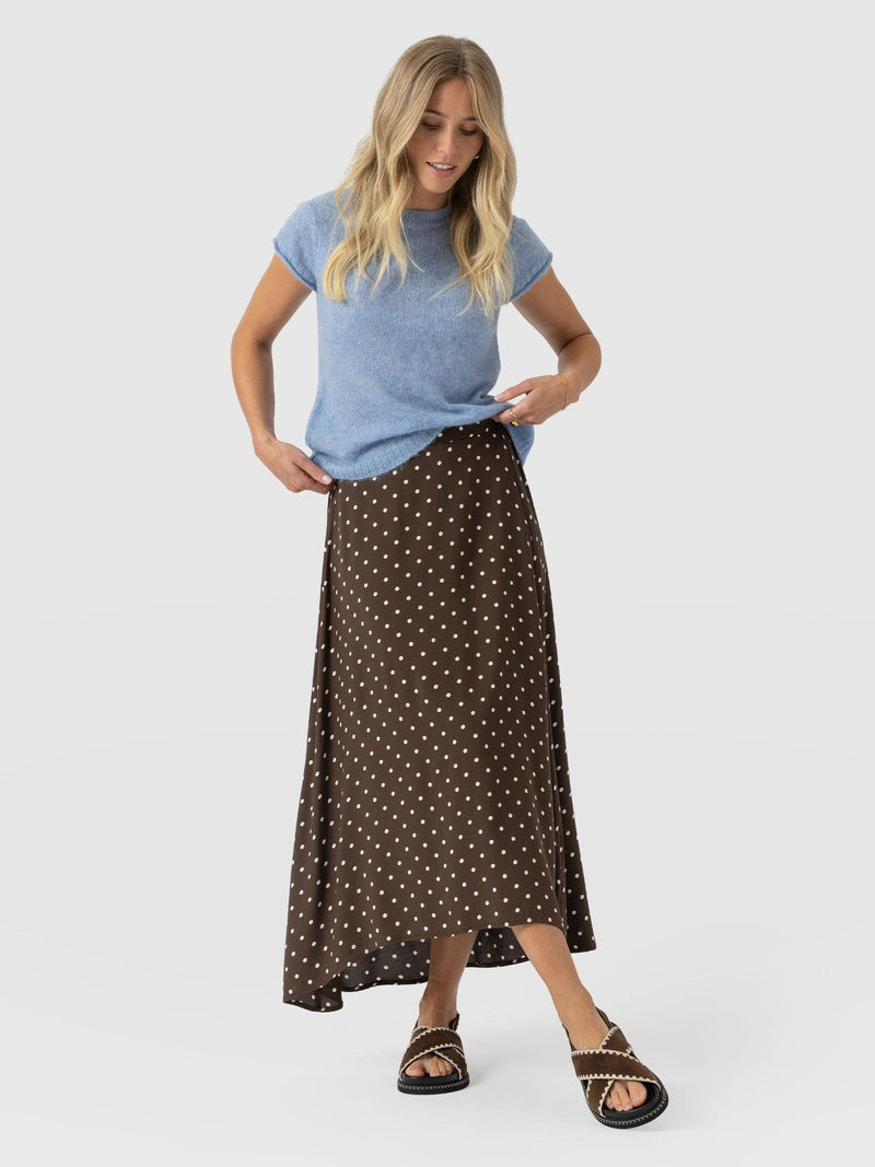 Sutton Skirt - Brown Polka Dot - Women's Skirts | Saint + Sofia® UK