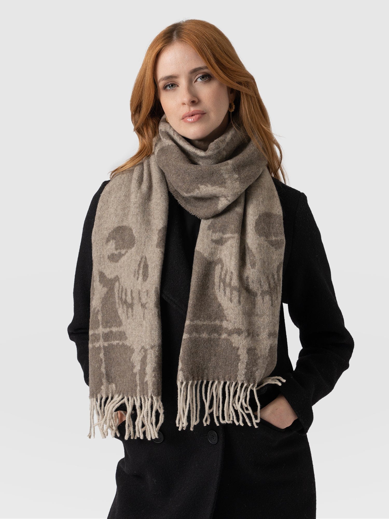 Sutton Skull Scarf - Beige