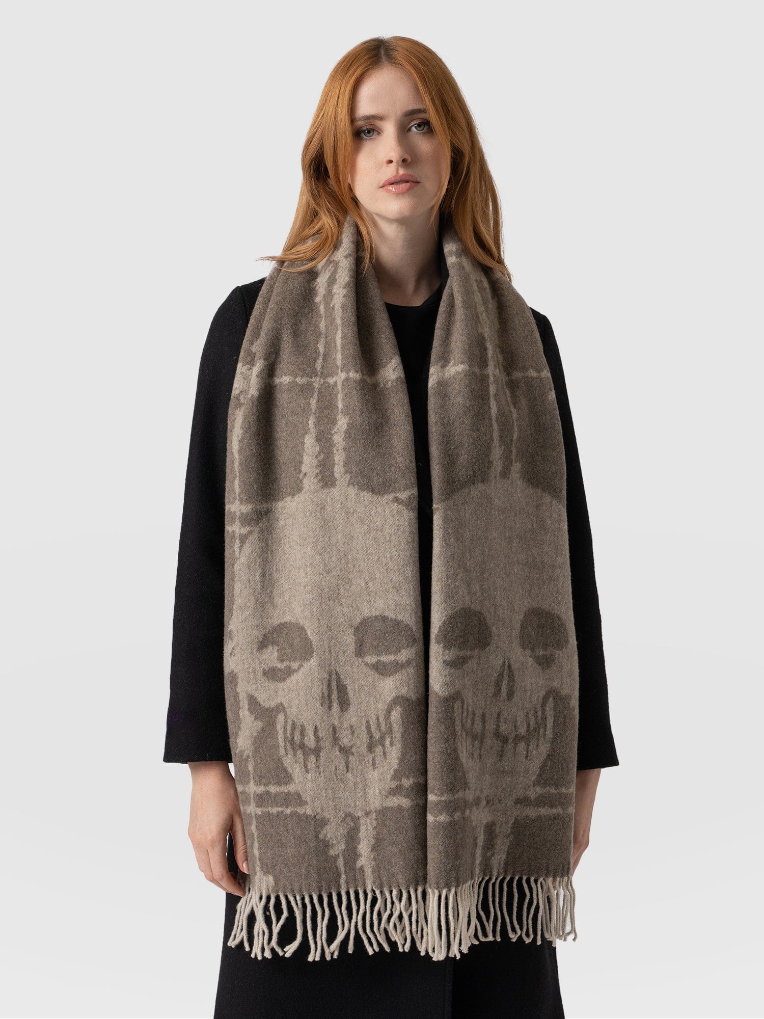 Sutton Skull Scarf Beige - Women's Scarves | Saint + Sofia® UK