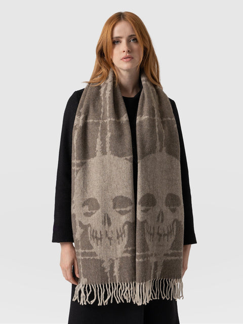Sutton Skull Scarf Beige - Women's Scarves | Saint + Sofia® UK