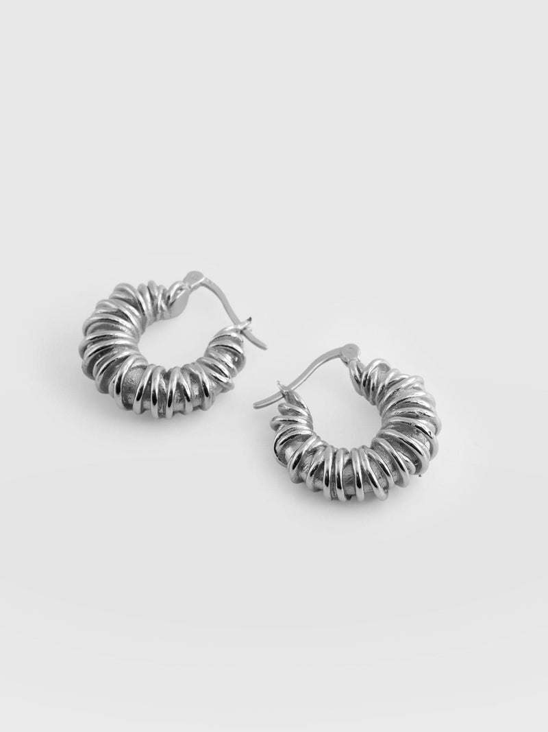 Swirl Hoop Earrings - Silver