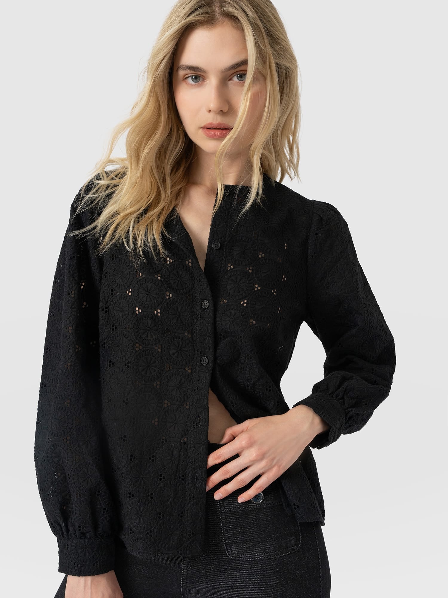 Tabitha Blouse - Black Broderie