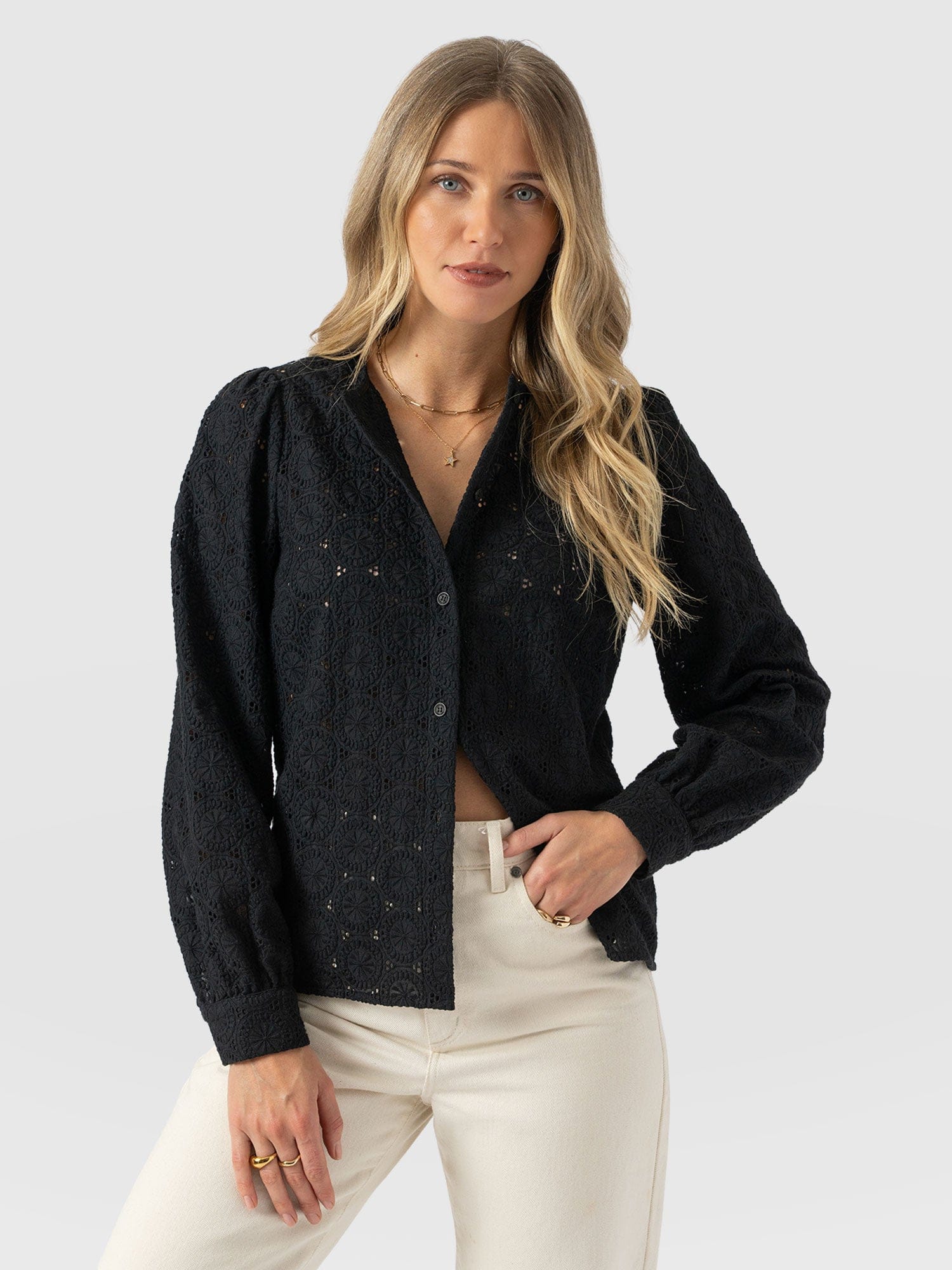 Tabitha Blouse - Black Broderie