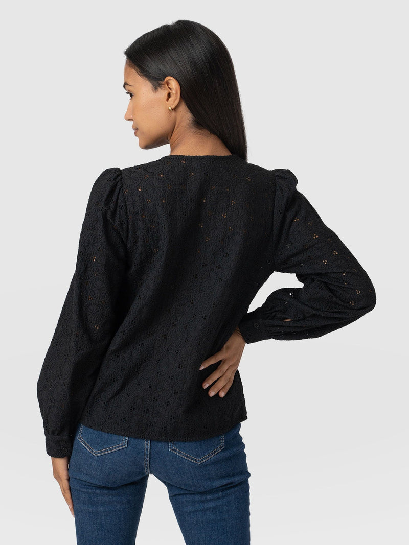 Tabitha Blouse - Black Broderie