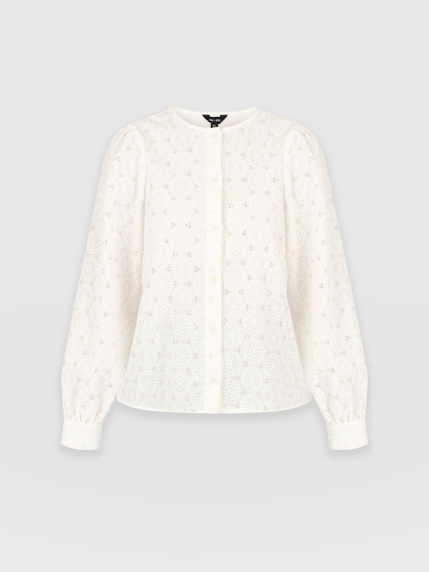 Tabitha Blouse Cream Broderie - Women's Blouses | Saint + Sofia® UK