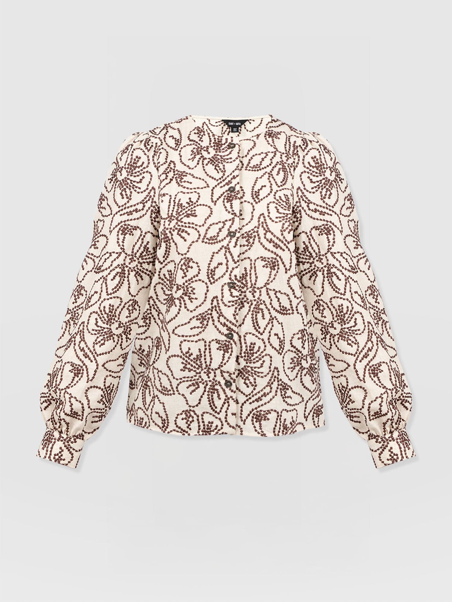 Tabitha Blouse - Cream/Brown - Women's Blouses | Saint + Sofia? UK
