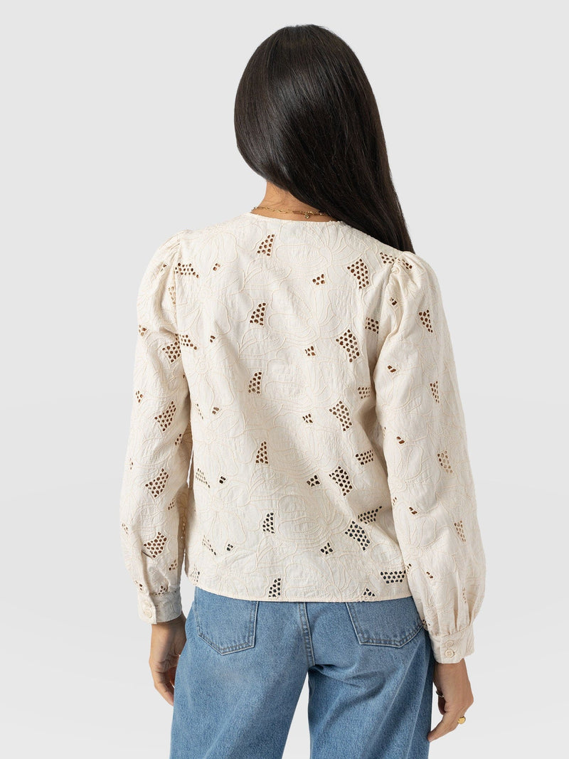 Tabitha Blouse - Cream Floral - Women's Blouses | Saint + Sofia® UK