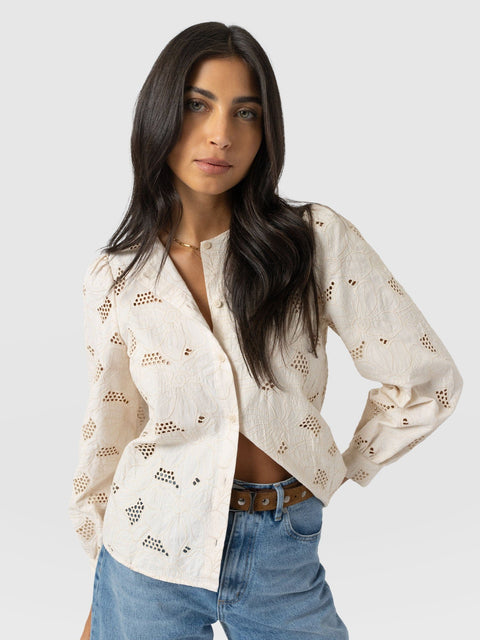 Tabitha Blouse - Cream Floral - Women's Blouses | Saint + Sofia® UK